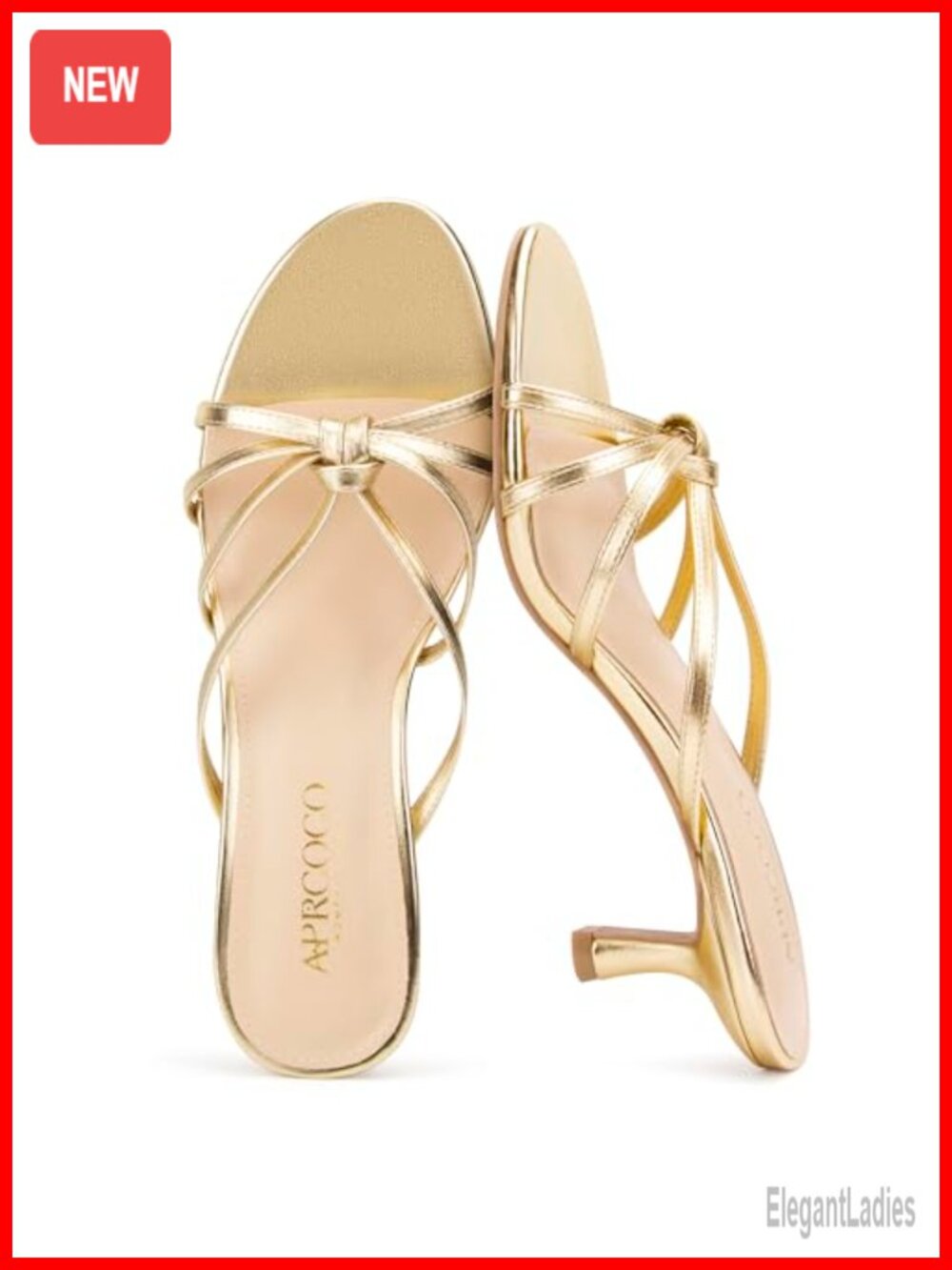 AprCoco Women's Strappy Kitten Heels Open Round Toe Slip On Mule Heeled Sandals
